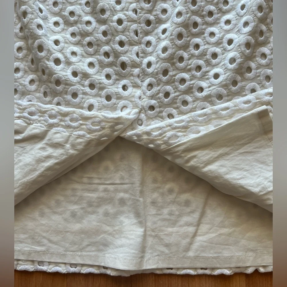 J.Crew Elegant White Eyelet Pencil Cotton Skirt Size 12
